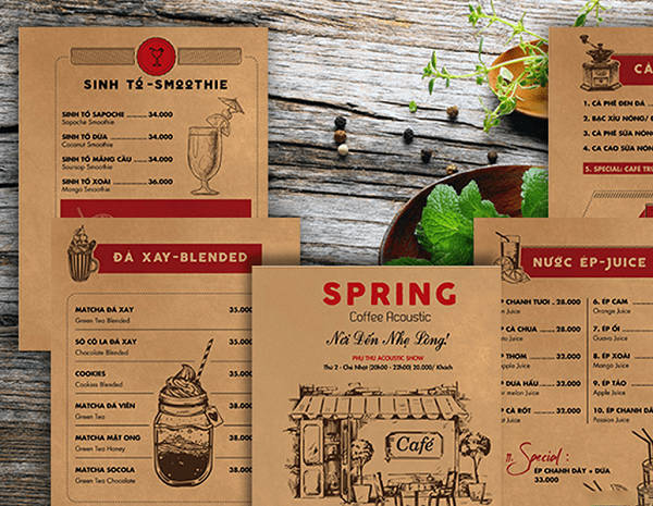 Giấy Kraft - chất liệu phù hợp để in menu cho quán cà phê
